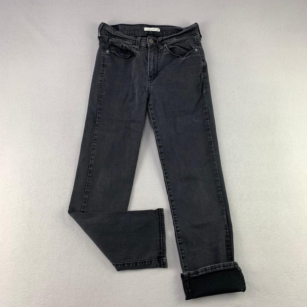 Levi's Jeans Classic Straight Womens 6 Black Faded Stretch Denim Biker Retro